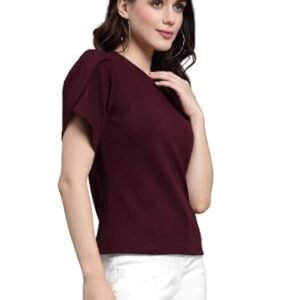 Style Quotient Women Solid Fuchsia Pink Poly Knit Smart Casual Regular Top