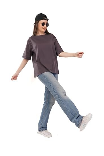 Casual Oversized Cotton T-Shirt, Short Sleeve, Loose Fit - Image 3
