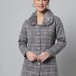 eWools Women's Wool Blend Banded Collar Cardigan
