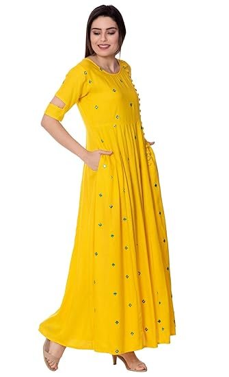 Arayna Women's Rayon Regular Fit Anarkali Kurti - Image 3