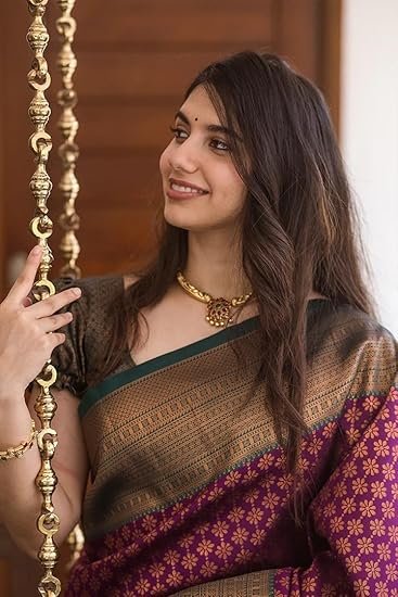 Avantika Fashion Women's Kanjivaram Soft Silk Banarasi Sarees With Blouse Piece, Green - Image 5