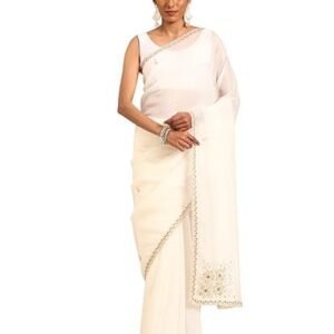 MOHEY Women's Crepe Moti Work|Zari Saree