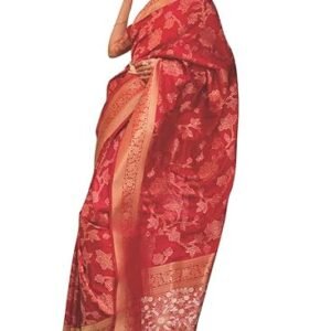 SWORNOF Womens Kanjivaram Silk Saree with Zari Woven Saree With Blouse Piece