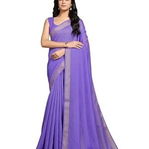 Garden Vareli Women's Linen Saree With Zari Border