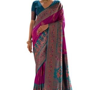 SGF111 Women's Kanjivaram Soft Silk Saree With Unstitched Blouse Piece