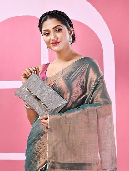 TANTLOOM Women's Soft Solid Tissue Cotton Silk Handloom Cotton Silk Saree - Image 3