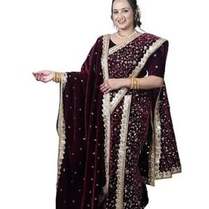 Palak Fashion Full Work Velvet Nauvari Ready To Wear Saree Set