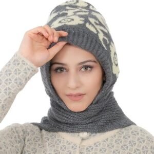 AMOLDO Women's Soft Knitted Winter Warm Woolen Cap with Woolen Lovely Muffler|Fur Cap with Muffler