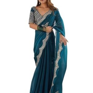 SAREE MALL Women's Multicolor Organza Embroidered Saree With Unstitched Blouse Piece (RADHA1901_RX_Parent)