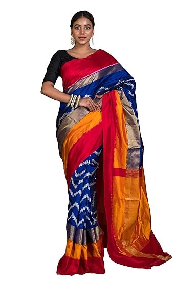 Bengal looms India - Designer Skirt Border Ikkat Pochampally Saree - Silk