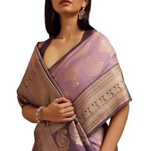 Soch Womens Lavender Tussar Zari Woven Saree With Zari Woven