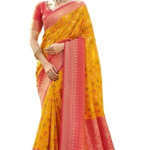 SGF111 Women's Kanjivaram Patola Pure Soft Silk Saree With Unstitched Blouse Piece
