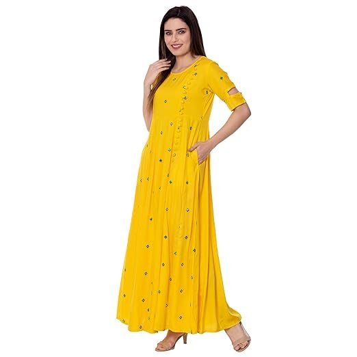 Arayna Women's Rayon Regular Fit Anarkali Kurti - Image 5