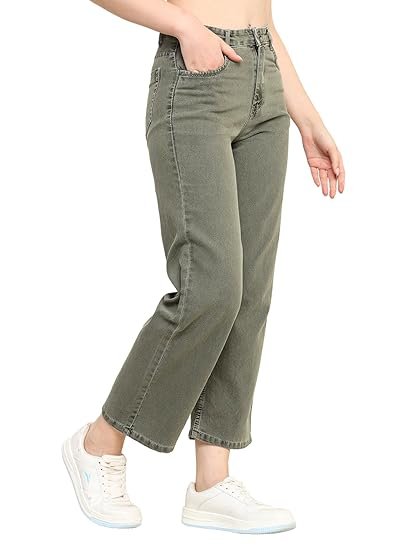 Zayla Denim Wide Leg Jeans for Women I Stylish & Trendy Flared Straight Baggy Pants I Stretchable Comfortable High Waist Clean Look Solid Loose Fit Pant I for Office Party Home Girls - Image 4