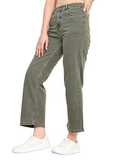 Zayla Denim Wide Leg Jeans for Women I Stylish & Trendy Flared Straight Baggy Pants I Stretchable Comfortable High Waist Clean Look Solid Loose Fit Pant I for Office Party Home Girls