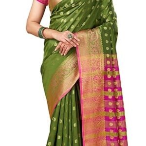 Sugathar Women's Banarasi Saree Pure Kanjivaram Silk Saree Soft new ladies 2023 Design Wear Pattu Sarees Latest Party Sari collections With Blouse Piece for Wedding sadi (SAM PARI S-6)