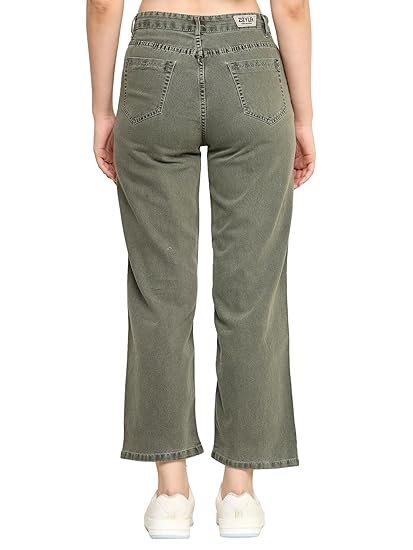 Zayla Denim Wide Leg Jeans for Women I Stylish & Trendy Flared Straight Baggy Pants I Stretchable Comfortable High Waist Clean Look Solid Loose Fit Pant I for Office Party Home Girls - Image 5