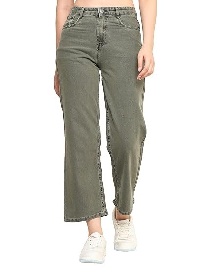 Zayla Denim Wide Leg Jeans for Women I Stylish & Trendy Flared Straight Baggy Pants I Stretchable Comfortable High Waist Clean Look Solid Loose Fit Pant I for Office Party Home Girls - Image 6