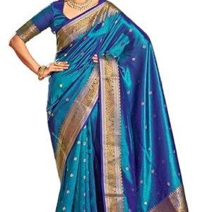 SWORNOF Womens Kanjivaram Silk Saree with Zari Woven Saree With Blouse Piece
