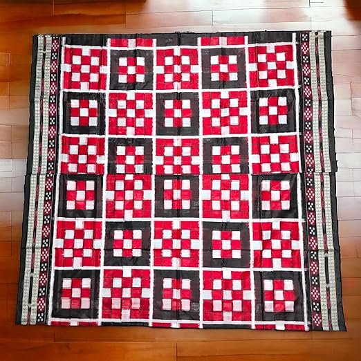 Bandha Silk Saree in Red, Black, and White in Pasapalli Patterns| Pure Sambalpuri saree for women - Image 3