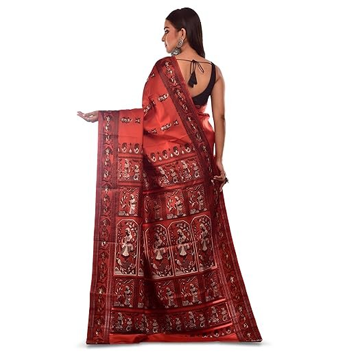 PRANTIKA Women's Katan Silk Meenakari Baluchari Swarnachari Bengal Saree - Image 3