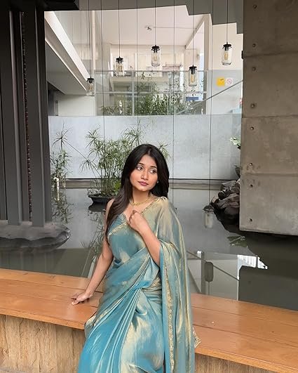 Sidhidata Women's Soft Zimmy Choo Fandy Silk Saree With Hand Work Lace Boarder & Comes With Unstitched Blouse Piece (Chhaava) - Image 4