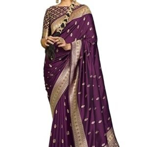 SWORNOF Women's Silk Kanjivaram Kanchipuram Saree With Blouse Piece
