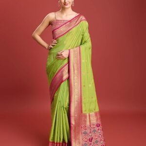 Monjolikas Fashion Women's Patola pallu Banarasi tissue silk saree Comes with Unstitched Blouse piece