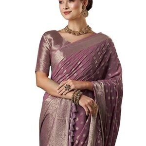 AKHILAM Women's Georgette Geometric Printed Saree With Unstitched Blouse