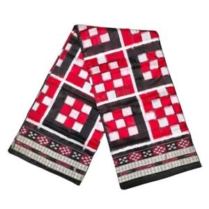 Bandha Silk Saree in Red, Black, and White in Pasapalli Patterns| Pure Sambalpuri saree for women