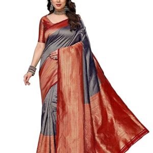 Yashika Women's Banarasi Kanjivaram Art Silk Saree with Blouse Material