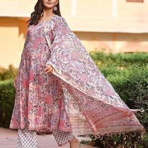 KLOSIA Women's Viscose Floral Printed Kurta and Pant with Dupatta Set