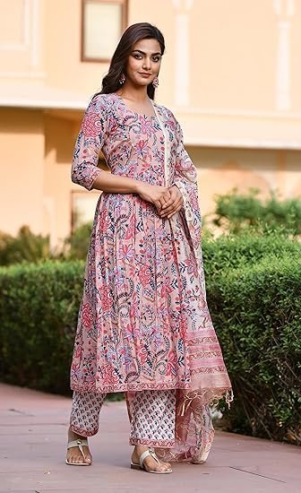 KLOSIA Women's Viscose Floral Printed Kurta and Pant with Dupatta Set - Image 3