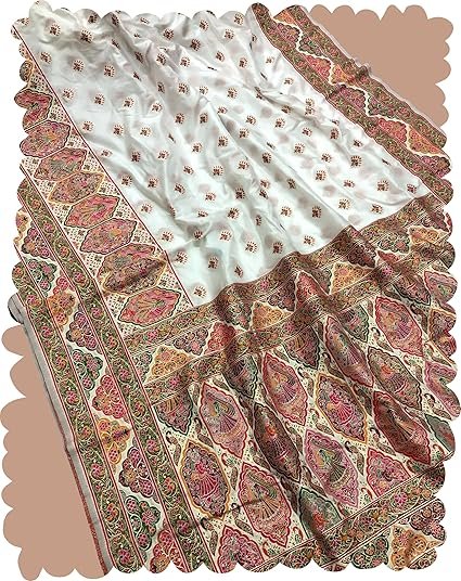 Veglari Women's Pure Soft Origanal Kanjivaram Cotton Silk White Thred Menakari Kadwa Hnad Work Luxery Silk Sarees With Blouse Piece for Wedding