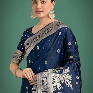 Fashion Women's Gorgeous Banarasi Designer Satin Silk Rich Zari Woven Pallu & Unsttiched Blouse Piece (14500_Color)