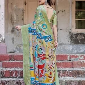 Kalamkari Printed Saree With Unstitched Blouse Piece