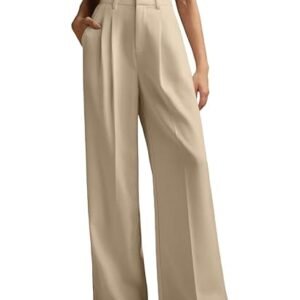 KOTTY Women's Solid|Button|Wide Leg Style|High Rise|Office wear Pant