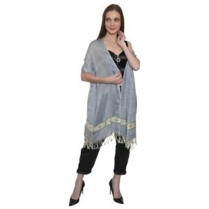 Gahar Weaving Traditions Handloom Women's Wool Stole | Wrapped in Warmth, Draped in Effortless Elegance (Denim Blue)