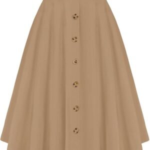 Janak 'n' Masaaya A-Line Button Front Midi Skirt with Brown Belt, High Waist