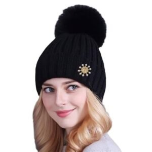 TopiBaaz Women Winter Hat Scarf with Gloves Wrist Set for Girls Cute Fur Woolen Warm Hooded Beanie Cap