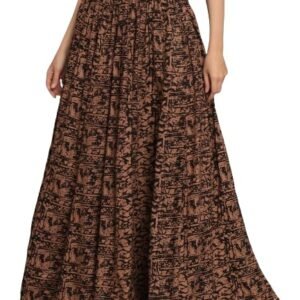 NYPA Women Ethnic Wear Gota Lacs Work Gota Lacs Work Printed Flared Full Length Long Skirt- Brown