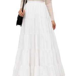 kaish Women's Charming Crepe Blooming Flared Long for Traditional Stitched A-line Flare Skirt for Girls with 1.8 Meter Flare 40 inch Height