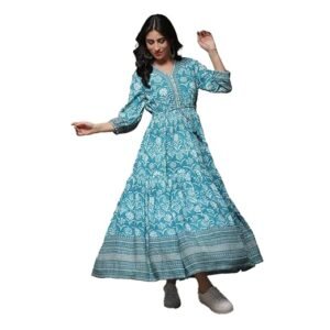 BIBA Women's Fit and Flare Maxi Dress