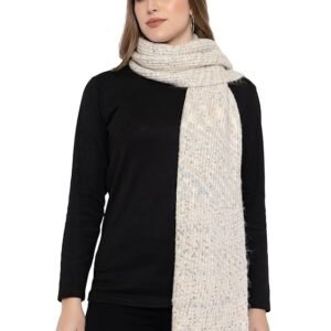 513 Women Acrylic Woolen Solid Plain Casual Warm Winter Wear Luxurious Muffler Scarf Stole,Off White