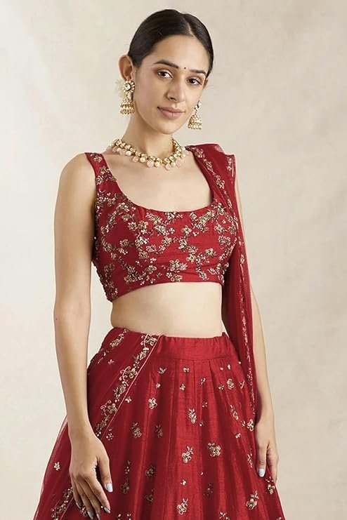 SATVASHIV Women's Silk Embroidered Semi-Stitched Lehenga Choli | Choli for Women | Ethnic Wear for Women | Lehenga choli for Women - Image 2