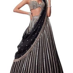 Omkar Tex's Black color Bridal Lehenga choli with Dupatta Set For Women