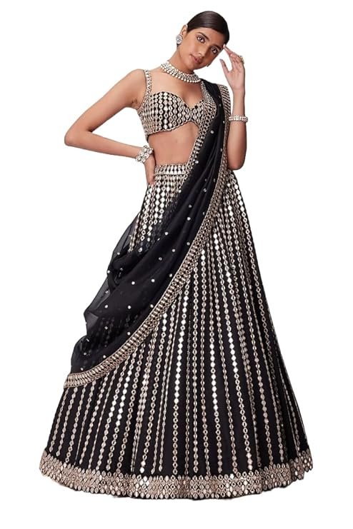 Omkar Tex's Black color Bridal Lehenga choli with Dupatta Set For Women