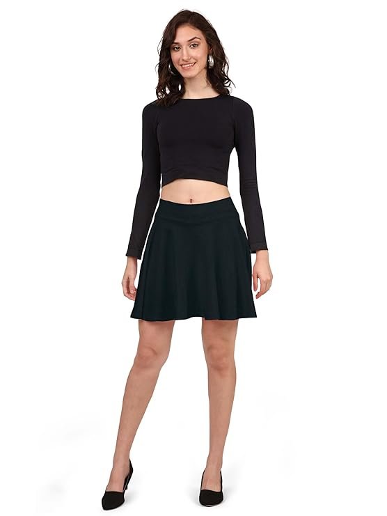 Mehrang Girl's/Women's Classic Stretchy All Time Trendy Skater Skirt with Attached Inner Shorts and Flared Inskirt - Image 5