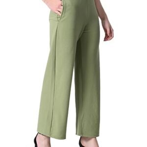 OWL MINK Women's High Waist Straight Fit Trousers,Solid Korean Stretchable Pants for Women, Regular Fit Elastic Waist Full Length Formal Trouser,Casual,Office Wear