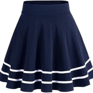 FRAULEIN Girl's/Women's Classic Stretchy All Time Trendy Striped Solid Skater Skirts with Attached Inner Shorts